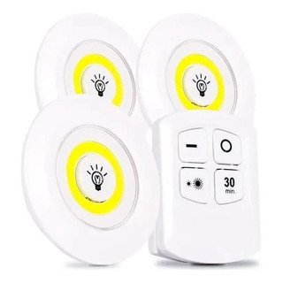Kit com 3 Luminária Lâmpada Led Spot Sem Fio Controle Remoto - Imagem 3
